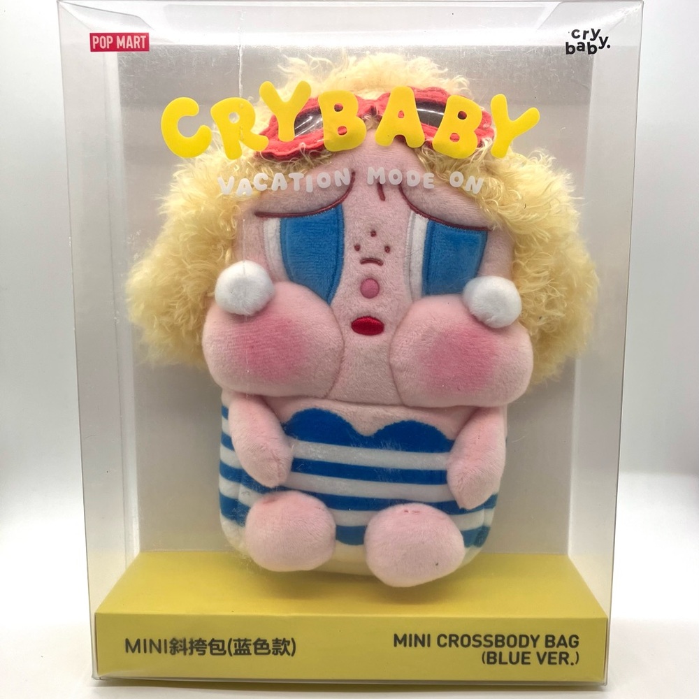 Pop Mart CRYBABY Vacation Mode On Plush Mini Crossbody Bag - Blue Version  NIB